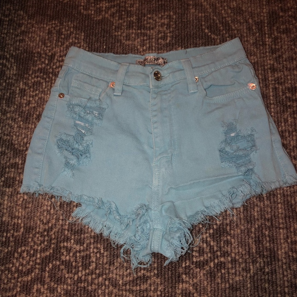 Baby blue booty shorts